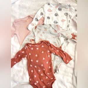 4 Piece Baby Girl Long Sleeve Onesies 6M